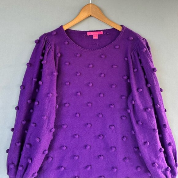 Lilly Pulitzer sweater pullover pom pom women size XL purple - Picture 3 of 7